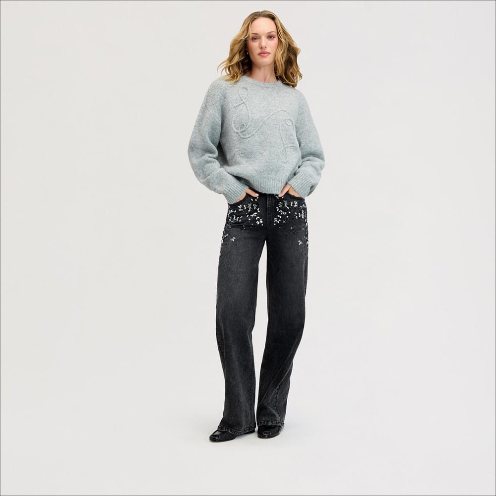 Sam Edelman Embellished High Rise Wide Leg Friesian Wash