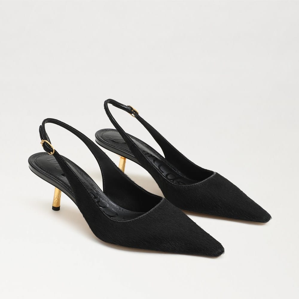 Bianka Gilded Slingback Pump Black Brahma Hair