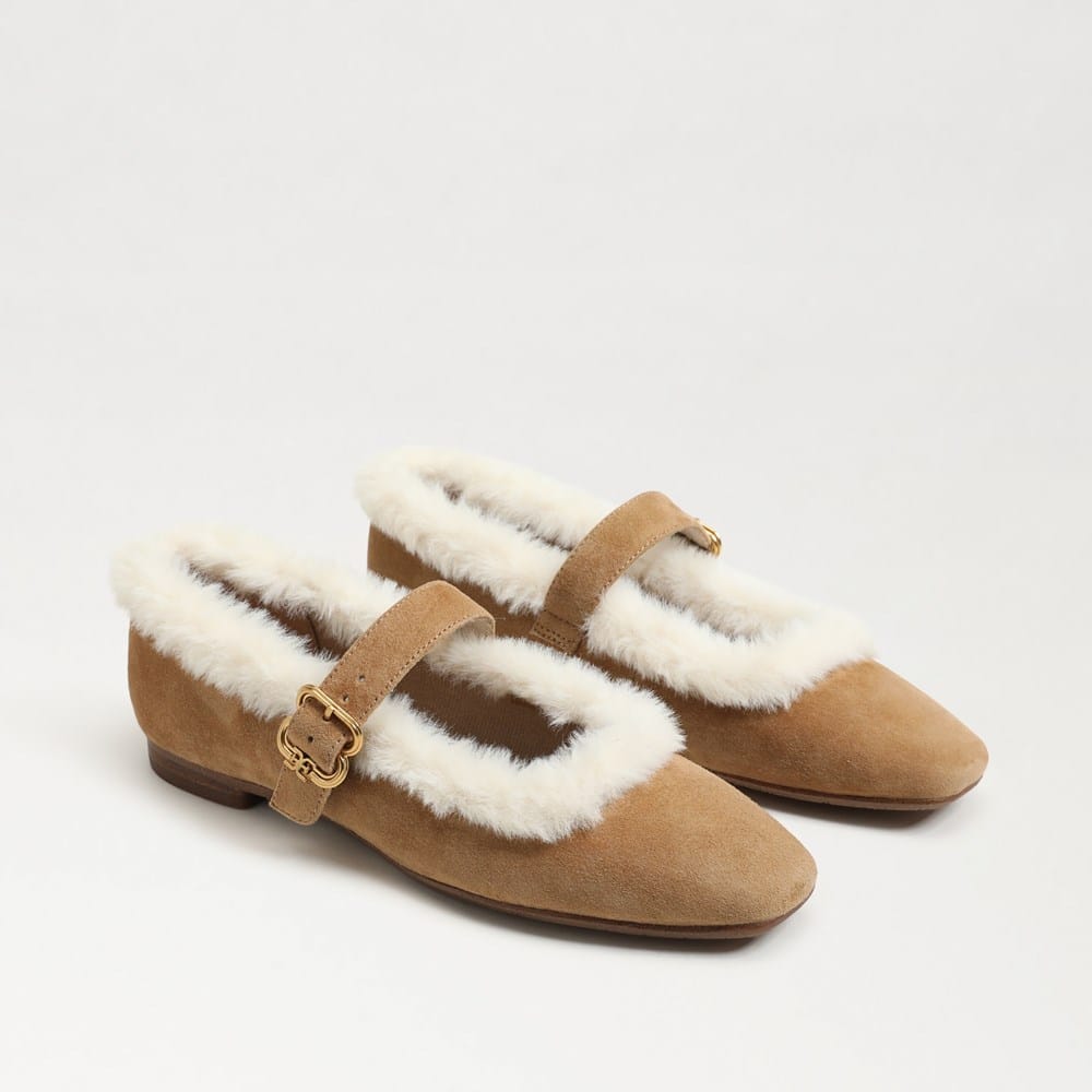 Sam Edelman Michaela Fur Mary Jane Flat Bamboo