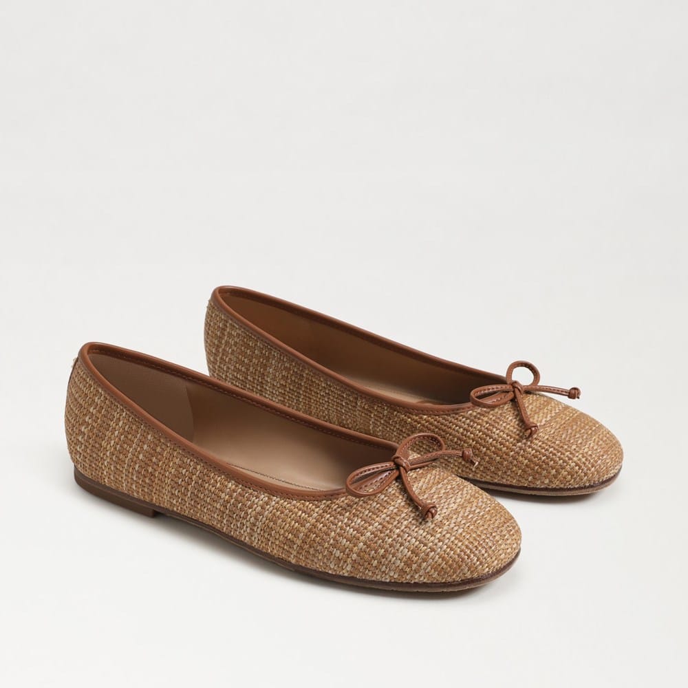 Alie Ballet Flat Tawny Tan/Cognac Woven Raffia