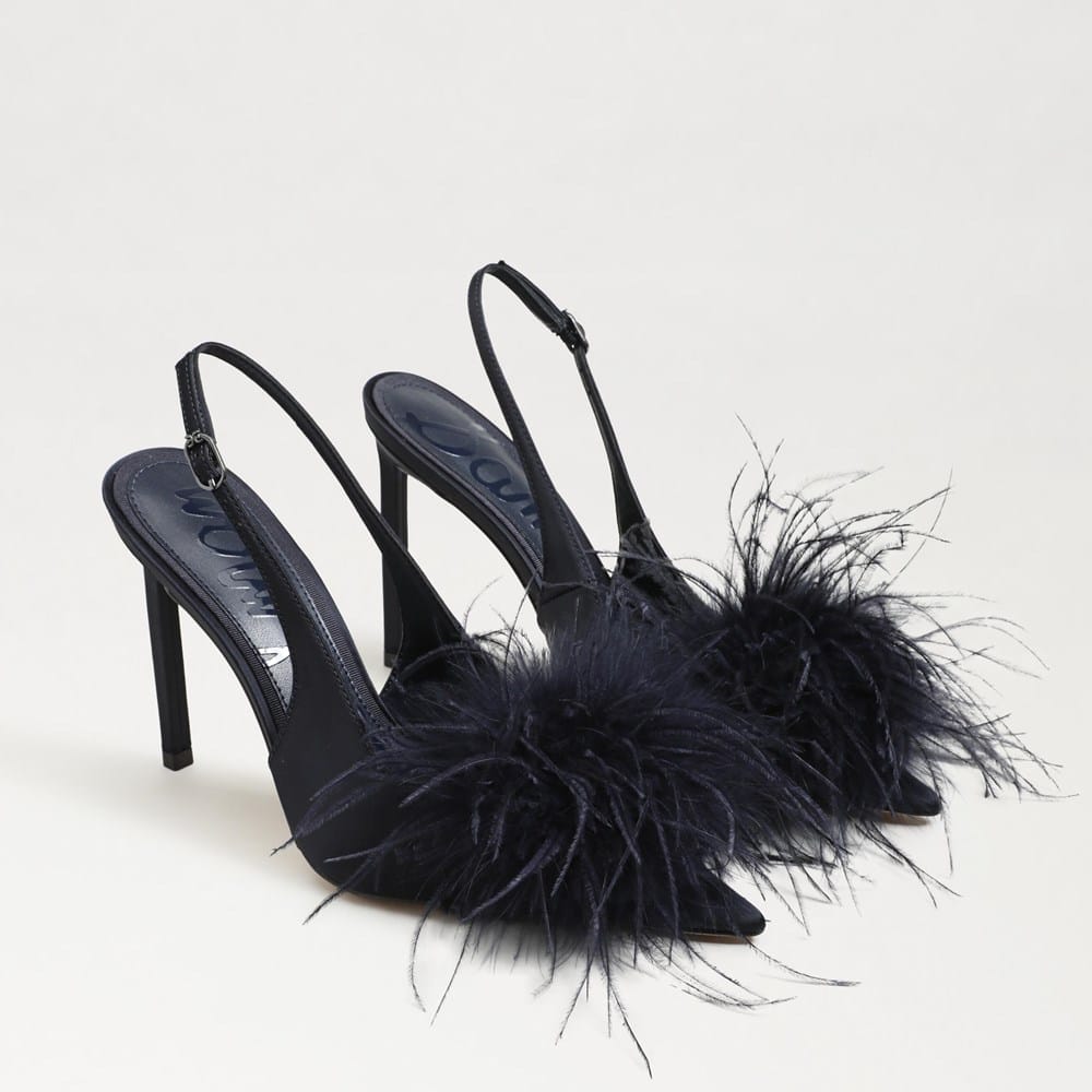 Tegan Feather Slingback Pump Midnight