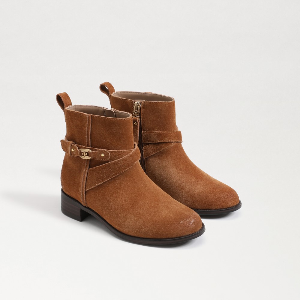 Chelsea, Rose gold leather girls zip-up ankle boots-thanhphatduhoc.com.vn