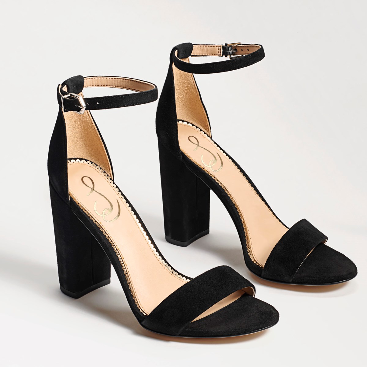 Yaro Block Heel Sandal Black Suede | Sam Edelman