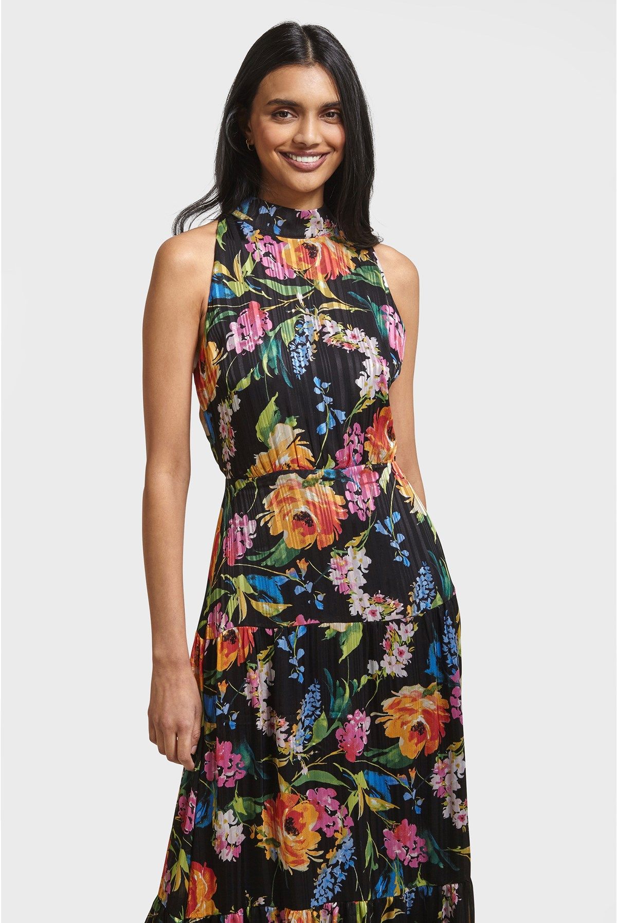 Sam Edelman High Neck Floral Maxi Dress 