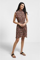 High Neck Ruched Floral Mini Dress - Pair