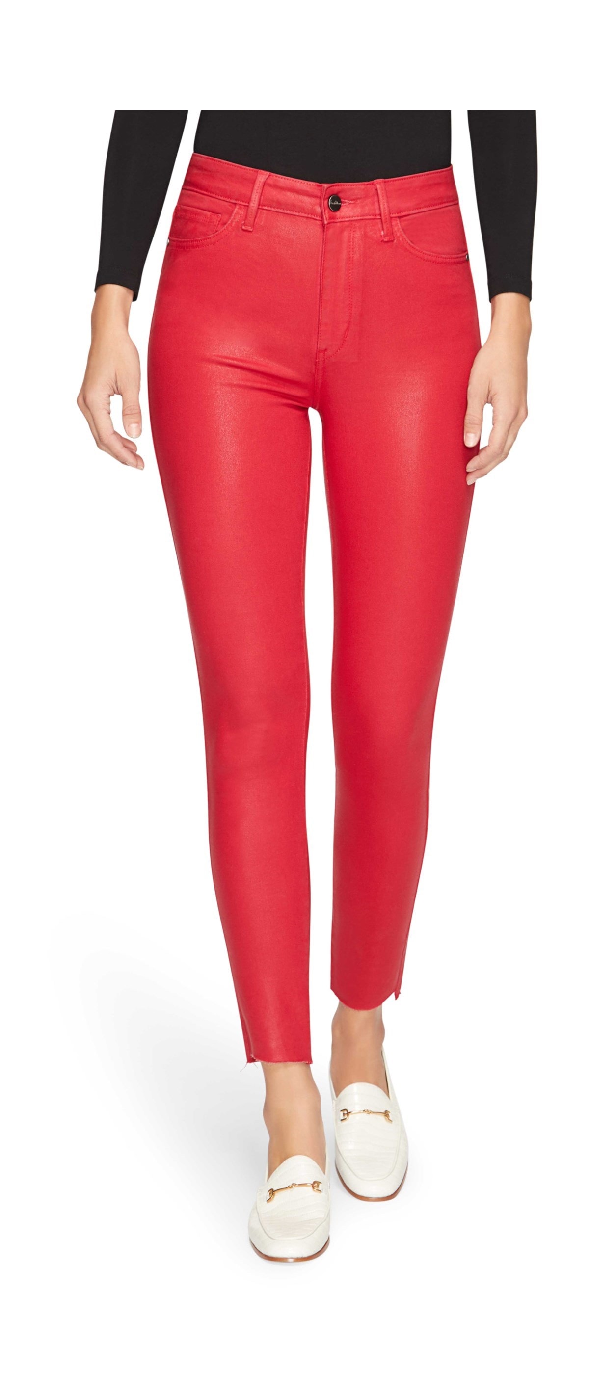 red ankle jeans