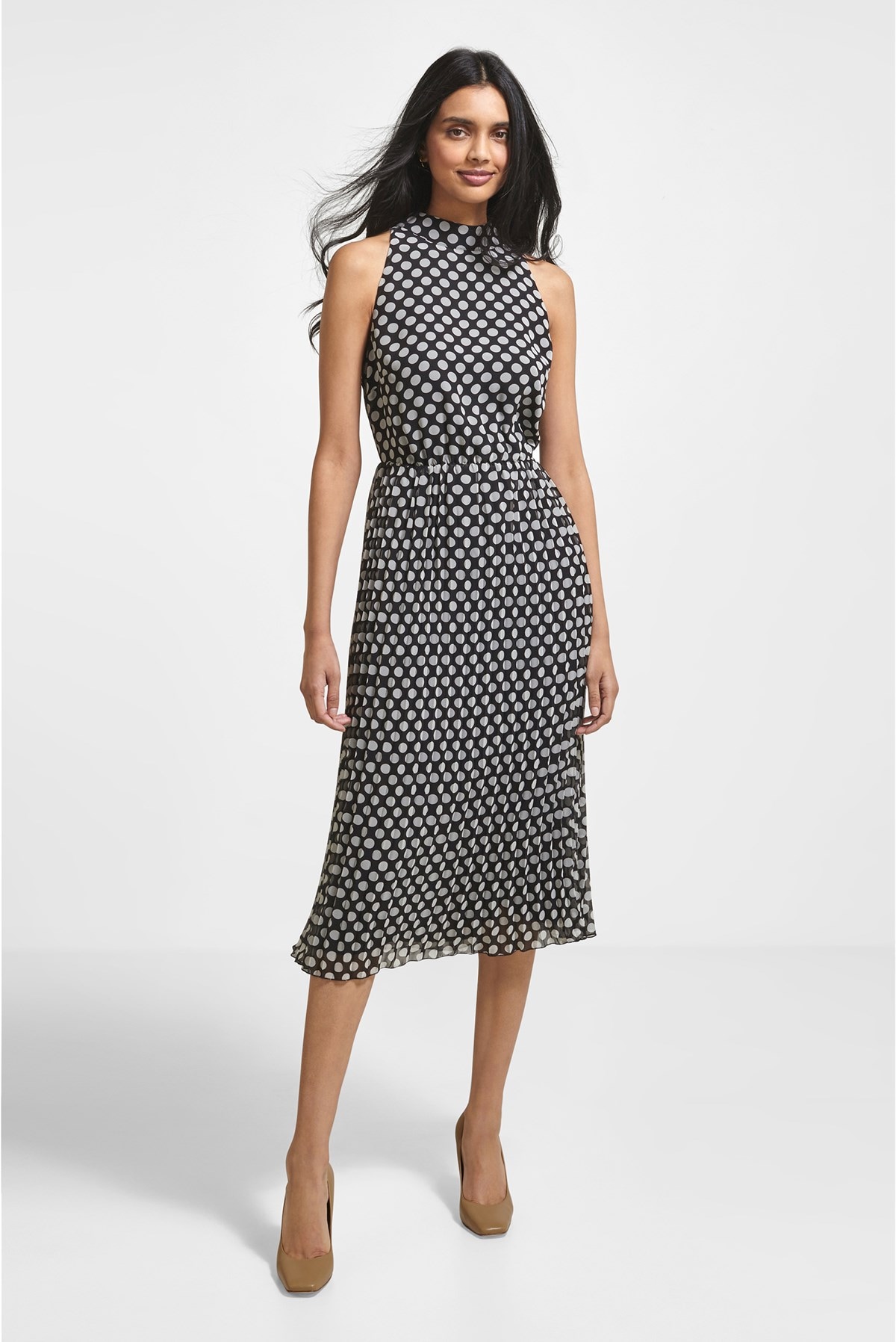 midi black and white dress