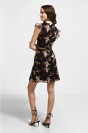 Ruffled Embroidered Floral Mini Dress - Front