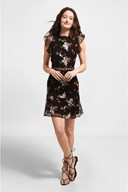 Ruffled Embroidered Floral Mini Dress - Pair