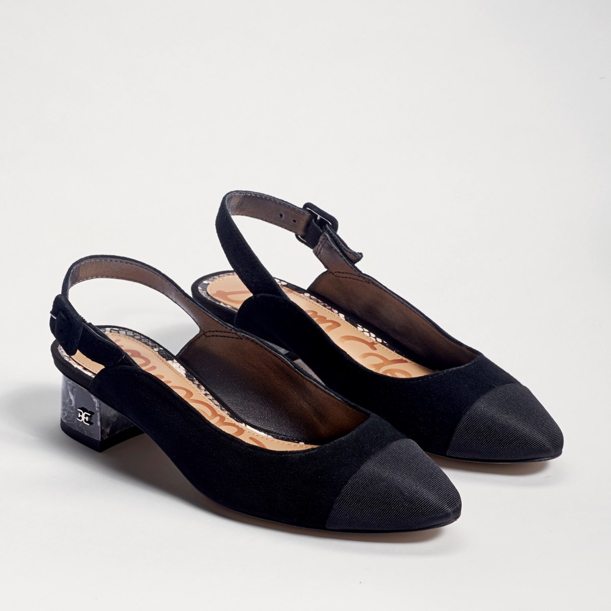 slingback block heels black