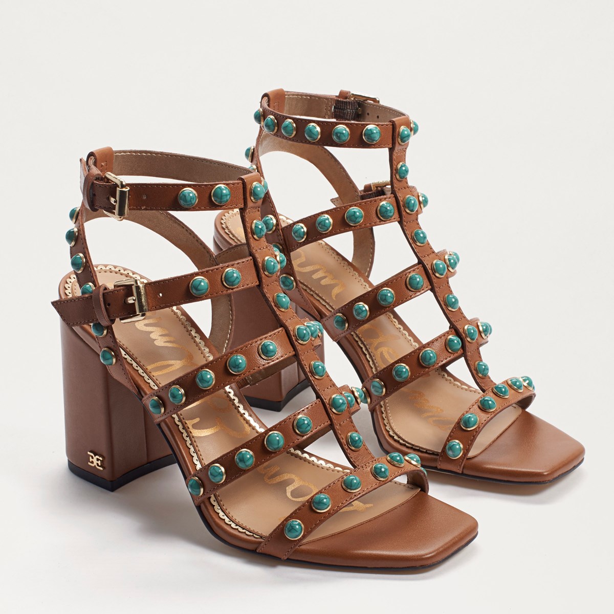 studded block heel gladiator sandals