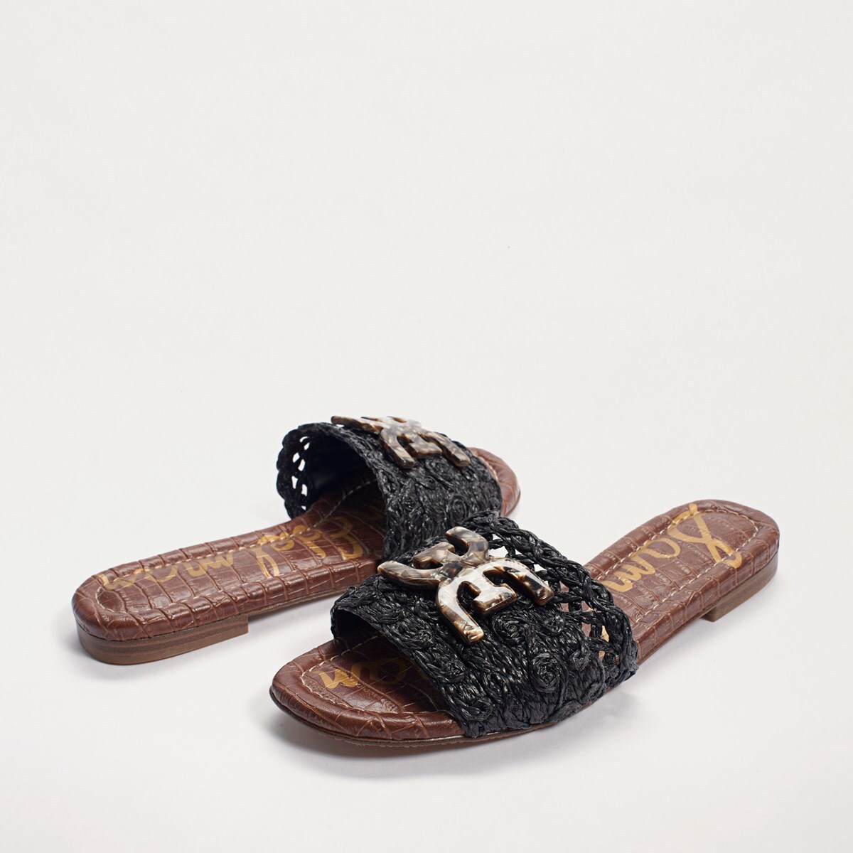 sam edelman ribbed raffia slide sandals