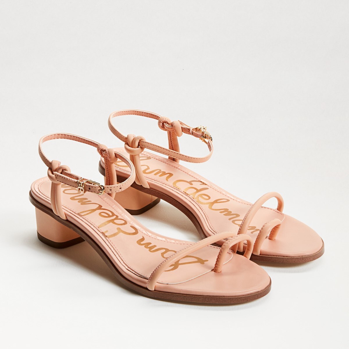 peach block heel sandals