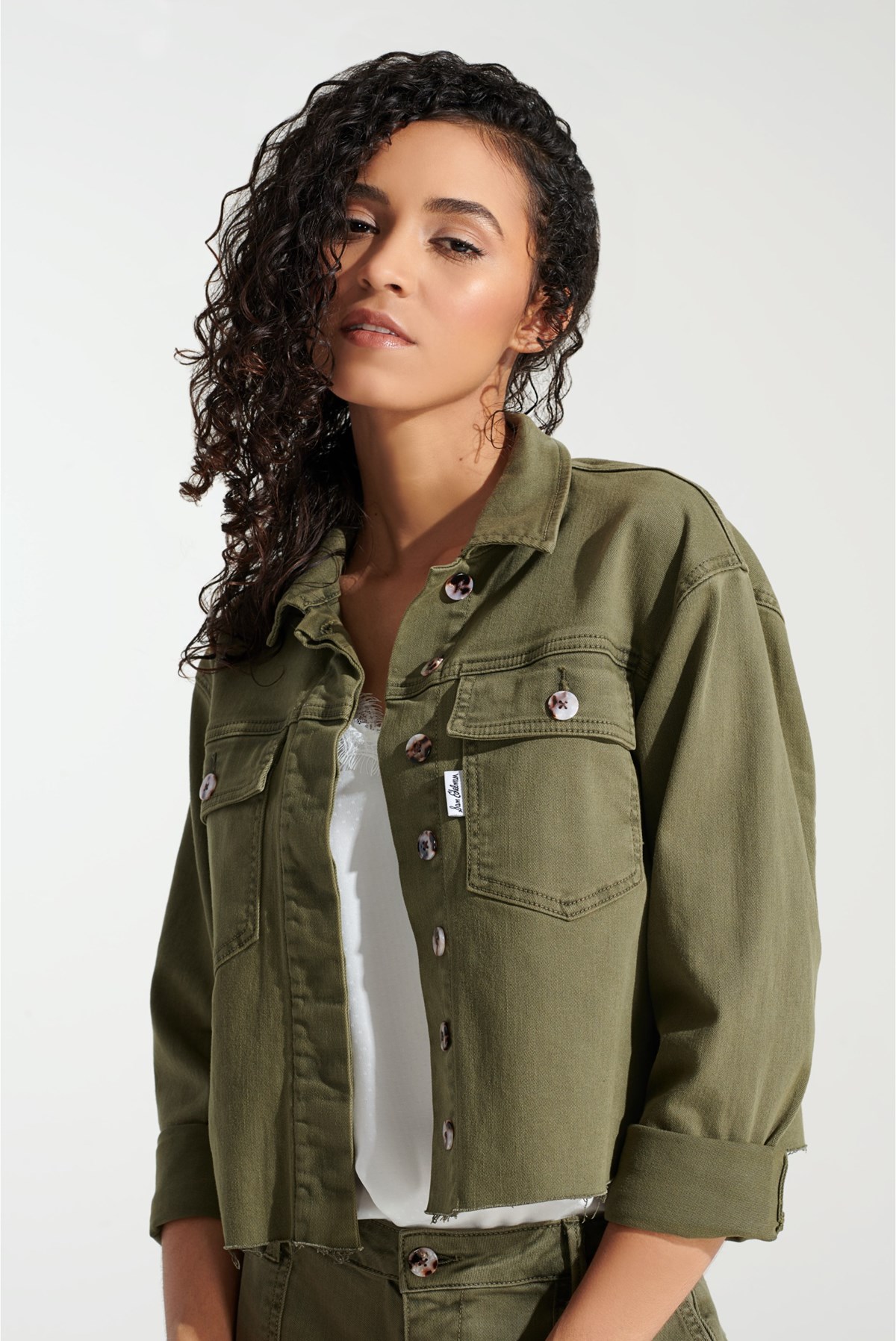 womens cropped utility jacket