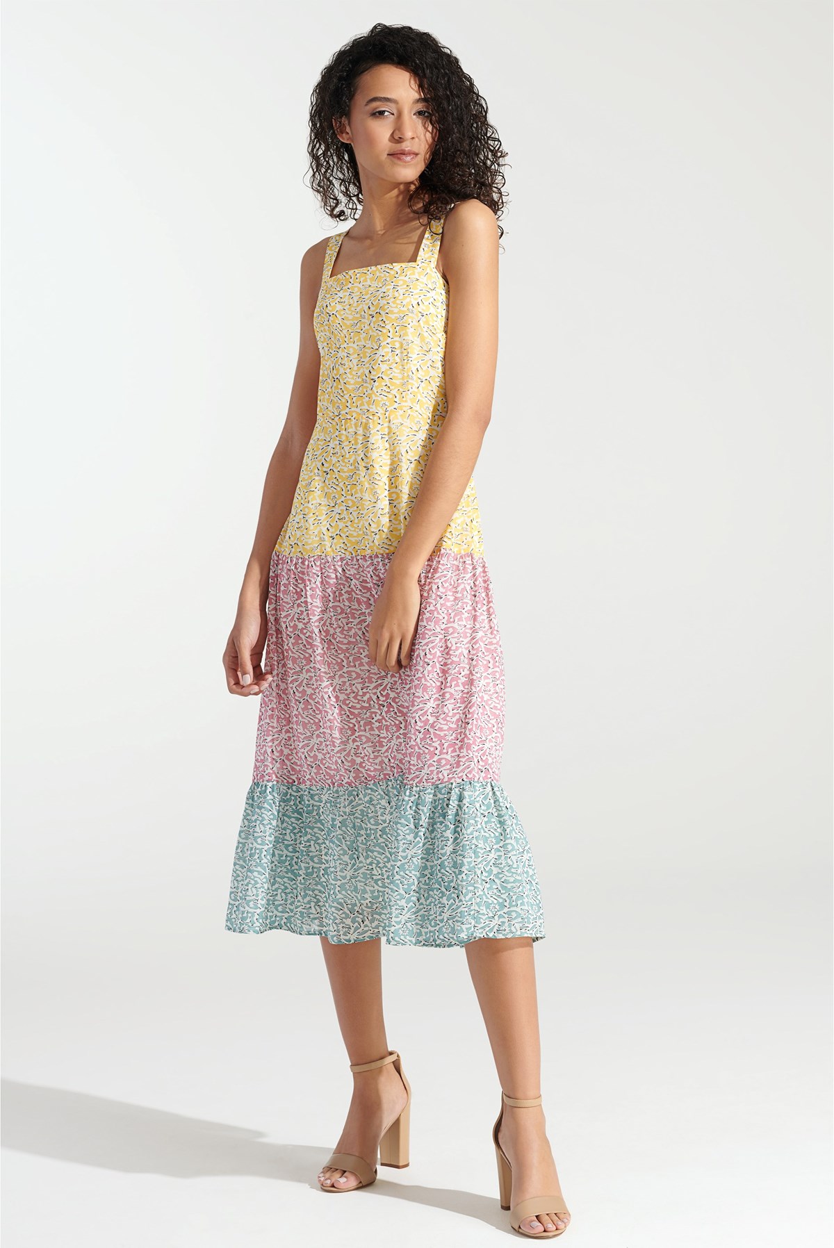 strapless midi dress flowy