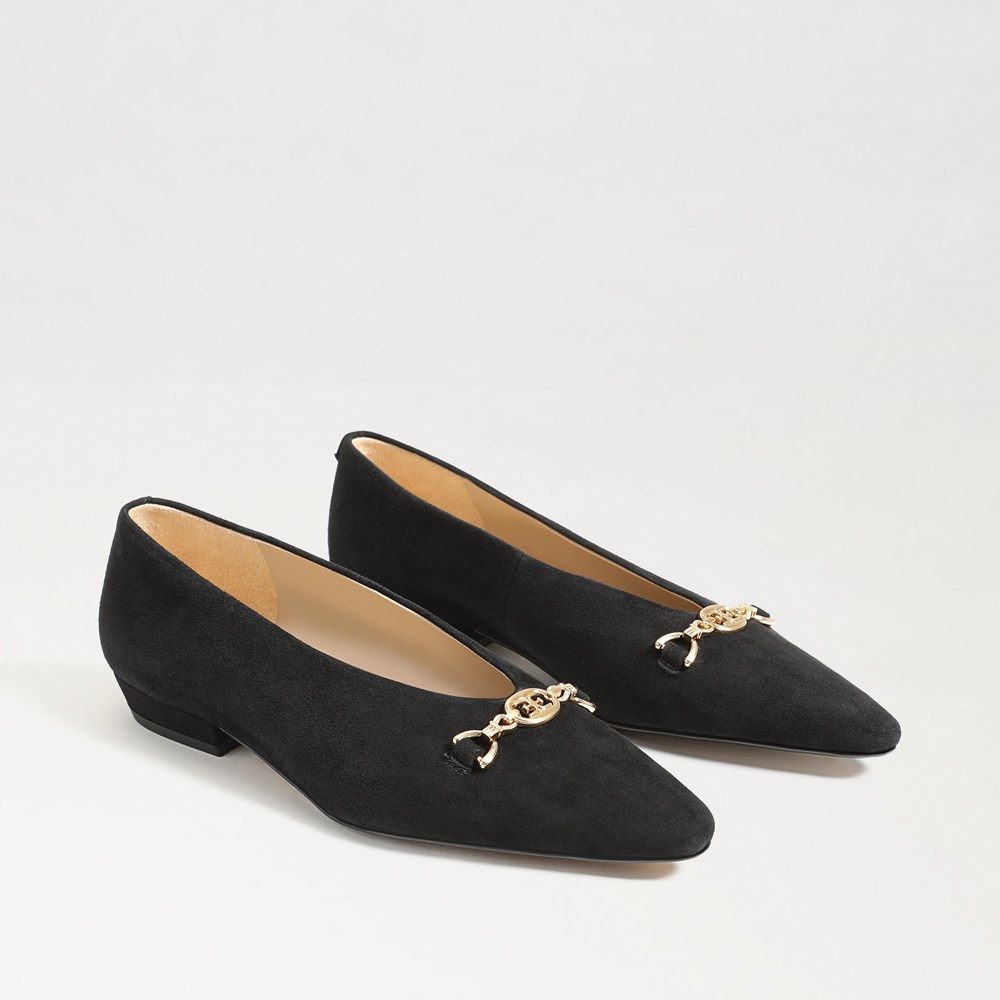 【PORTERNA】Ed Flat Shoes CHELSEA POINT FLAT Black Suede Ballet Flats by KURT GEIGER