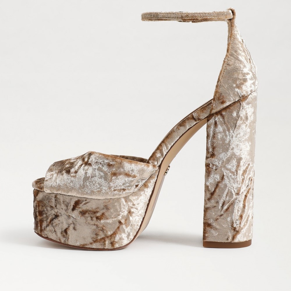 Liquid Metallic Platform Multi Strap Heels