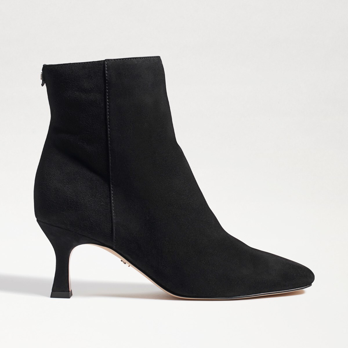 kitten heel suede booties
