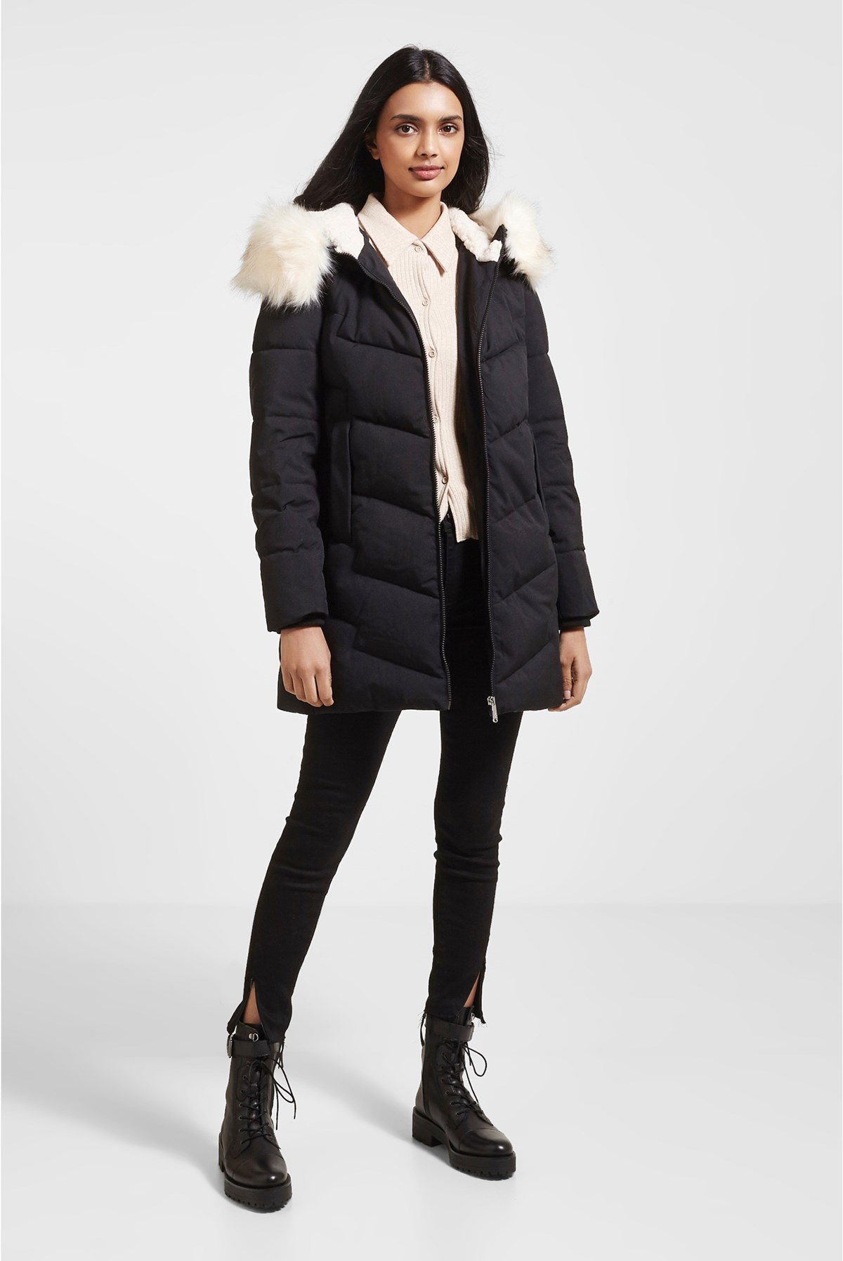 fur trim hoodie