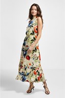 High Neck Floral Tier Maxi Dress - Single