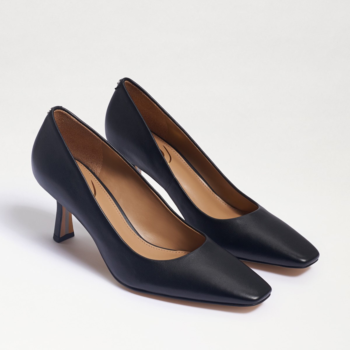 navy leather kitten heels