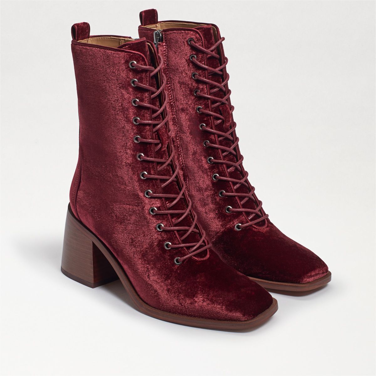 Sam Edelman Westie Lace-Up Bootie Brick Velvet