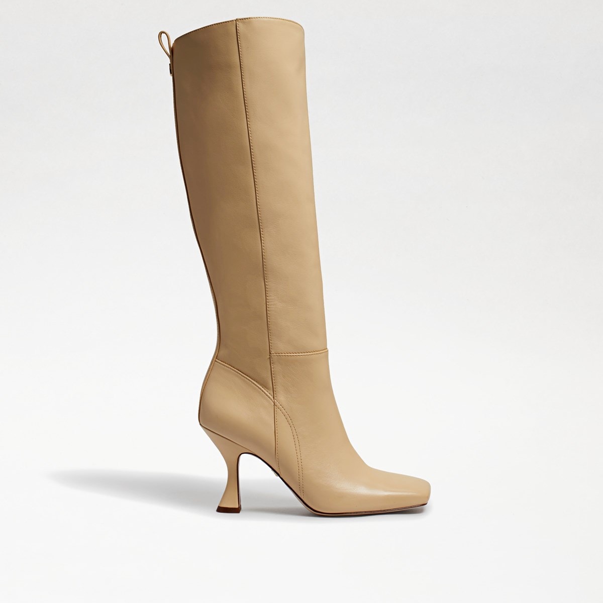 beige leather knee high boots
