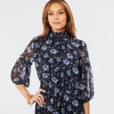Puff Sleeve Floral Mini Dress - Front