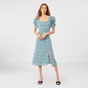 Puff Sleeve Floral Midi Dress - Pair
