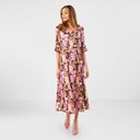 Floral Print Trapeze Maxi Dress - Pair