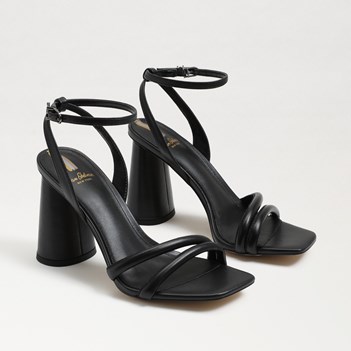 Kia Block Heel Sandal: Black Leather