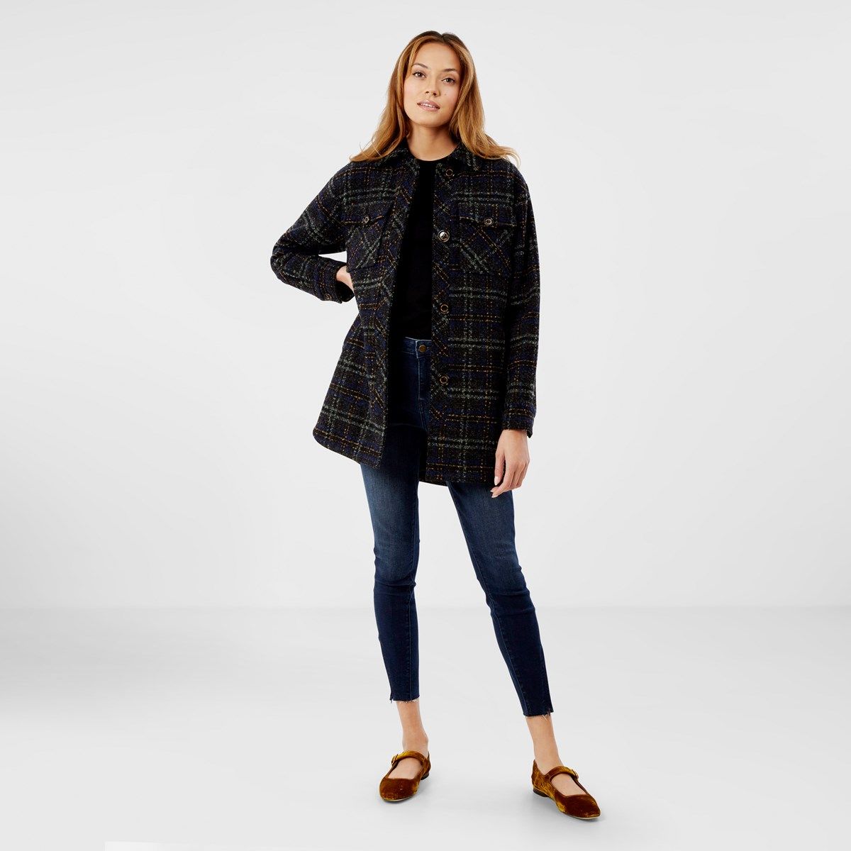 Sam Edelman Plaid Shacket, Porcelain 