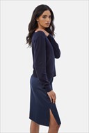 Long Sleeve Knit Cami Midi Dress - Front