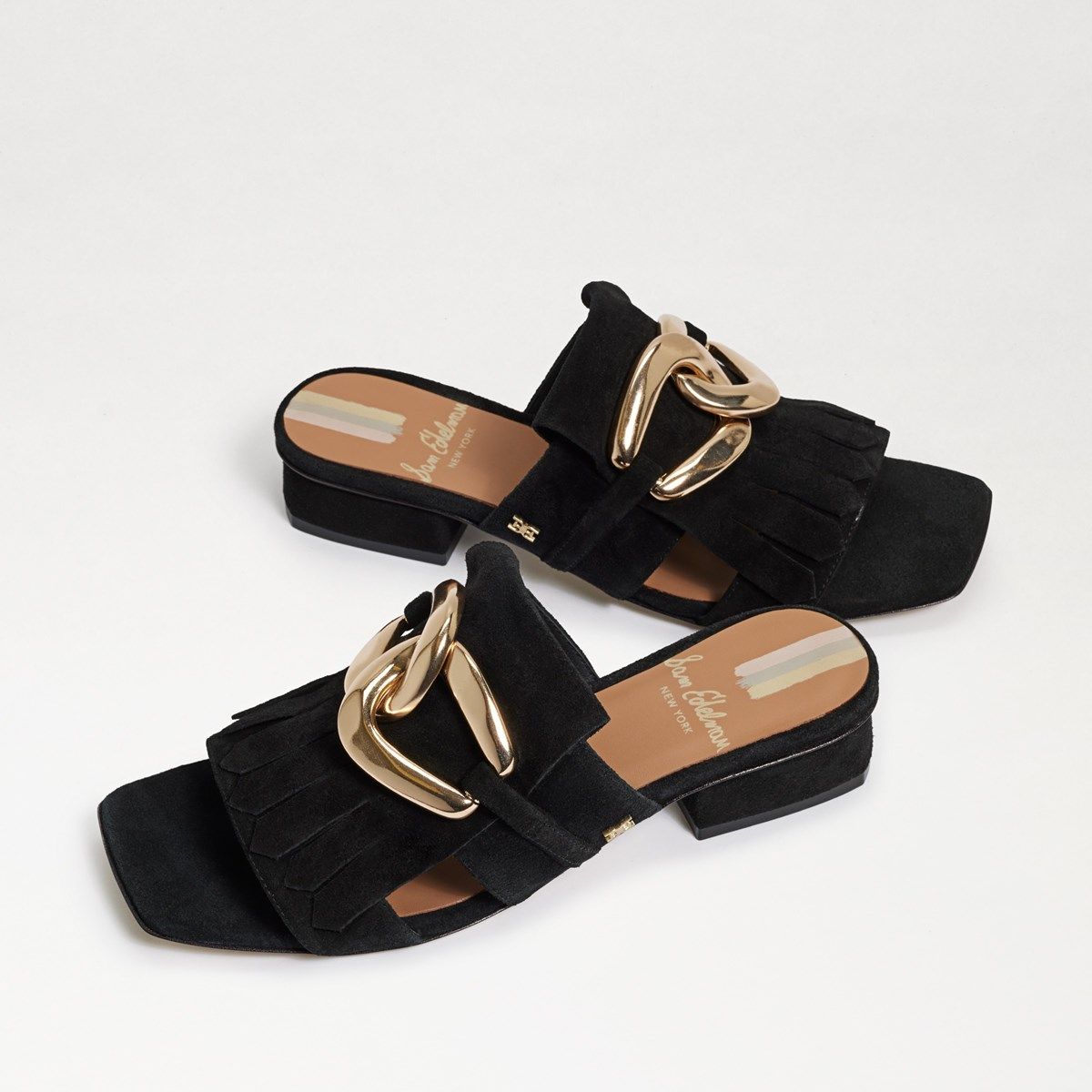 black slides closed toe