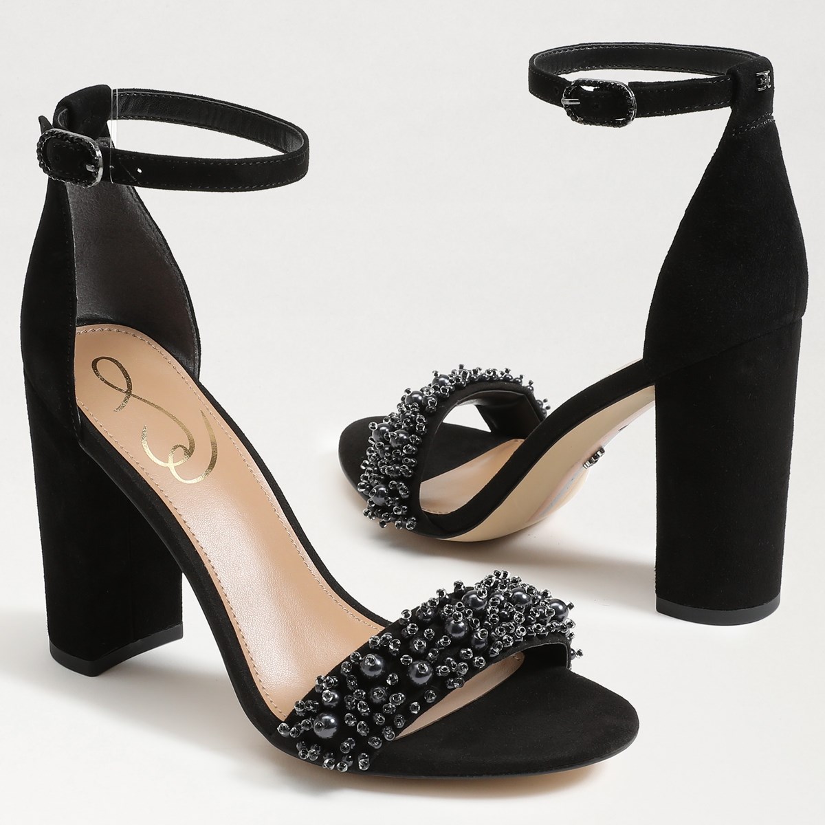 サムエデルマン レディース ヒール Sandal Strap シューズ Ankle Yaro Heel Black Suede  www.hamartia.com.ar