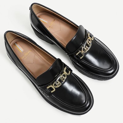 Womens black 2025 loafers sale