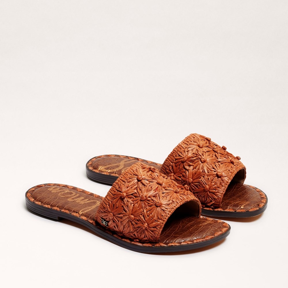 Sam Edelman Giovanna Raffia Slide Sandal Dark Rust 8.5