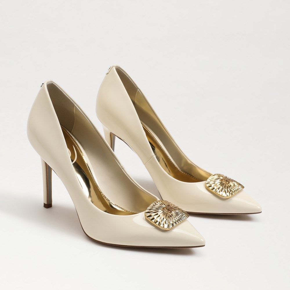【美品】Öffen オッフェン pointed-CROWNP サイズ37 Sam Edelman Hazel Ivory Raffia Pointed Toe Pump Women's