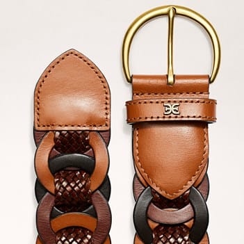 Sam Edelman Wide Woven Leather Laced Belt Brown Sz Large NWOT! Sam Edelman Women main image 4
