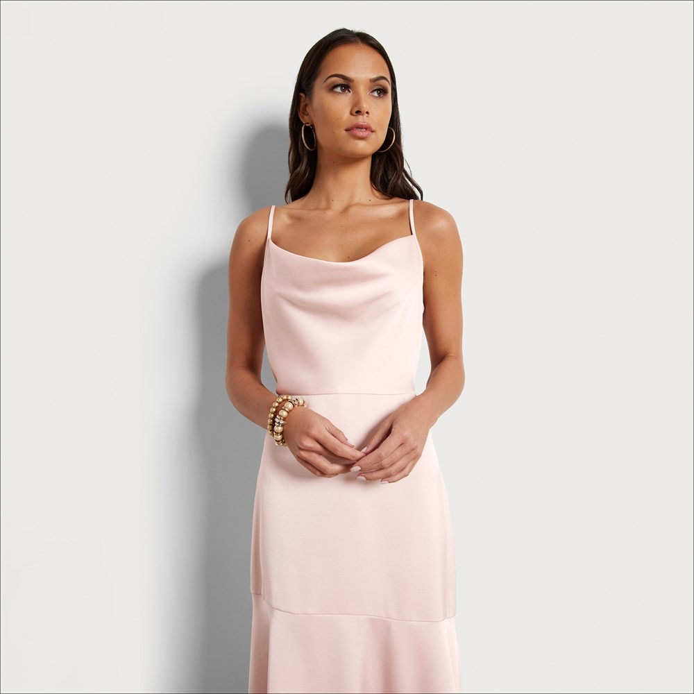 cowl neck midi dress