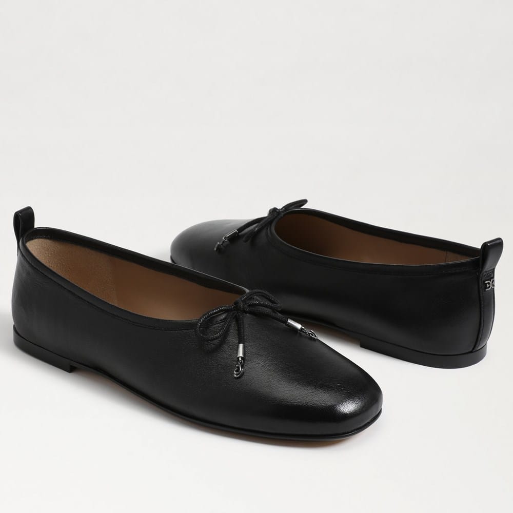 Sam Edelman Ari Gem Ballet Flats - Black Suede, Pointed Toe, Flexible Slip-On