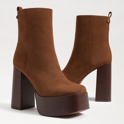 Brown bootie heels cheap