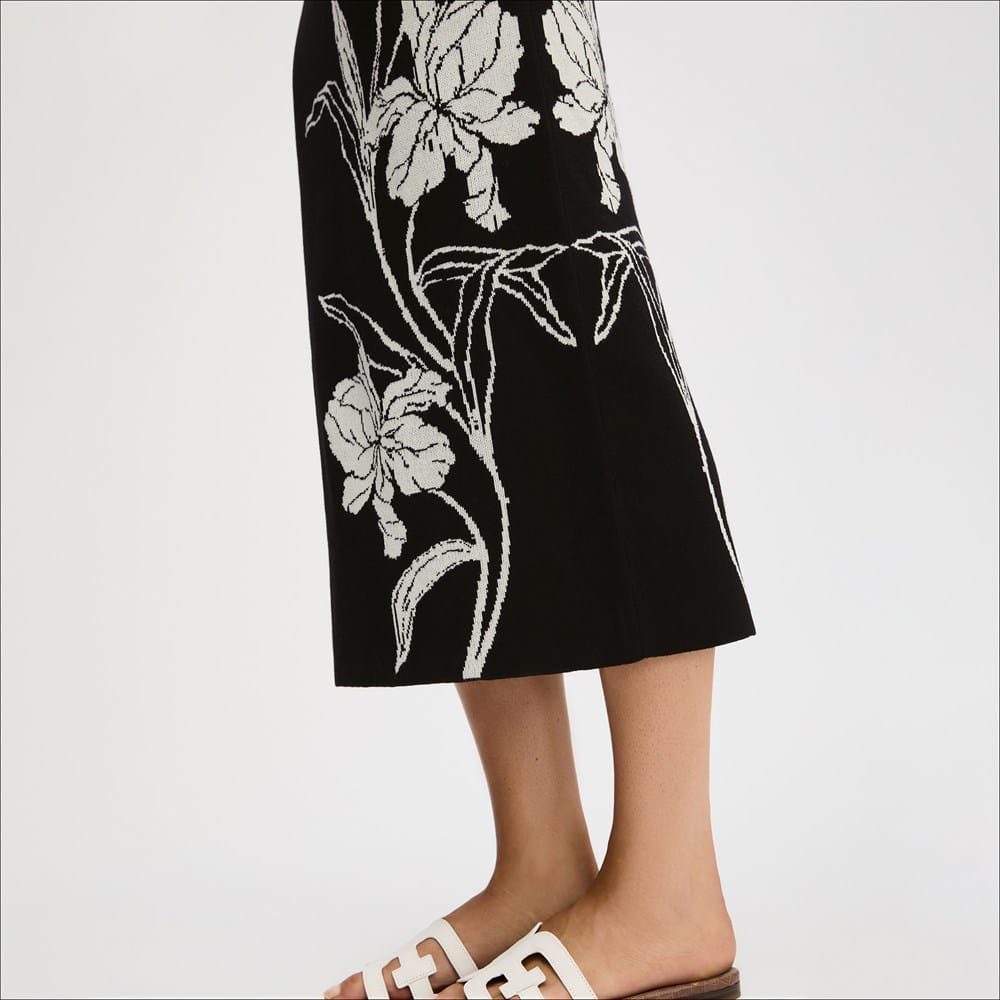 knee length dresses for ladies Wanda white glittered floral-appliqué knit maxi dress