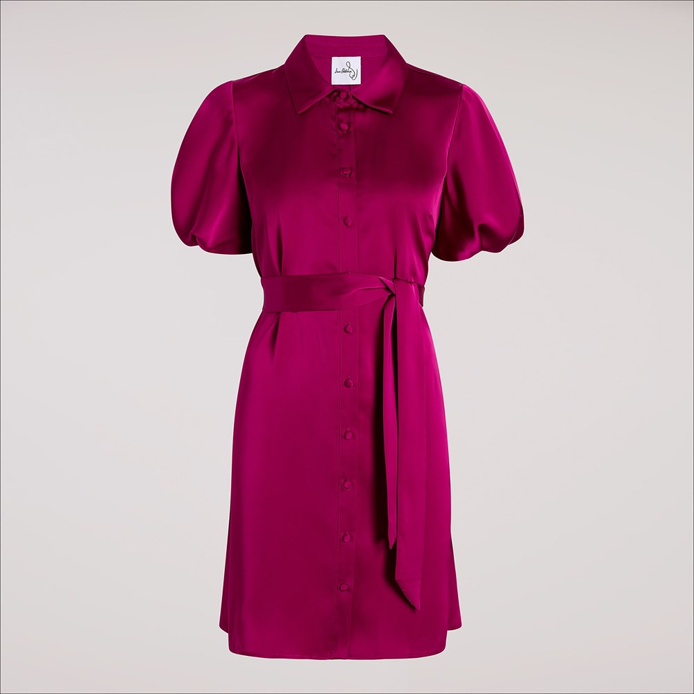 Fluid Satin Puff Sleeve Mini Dress - Bottom