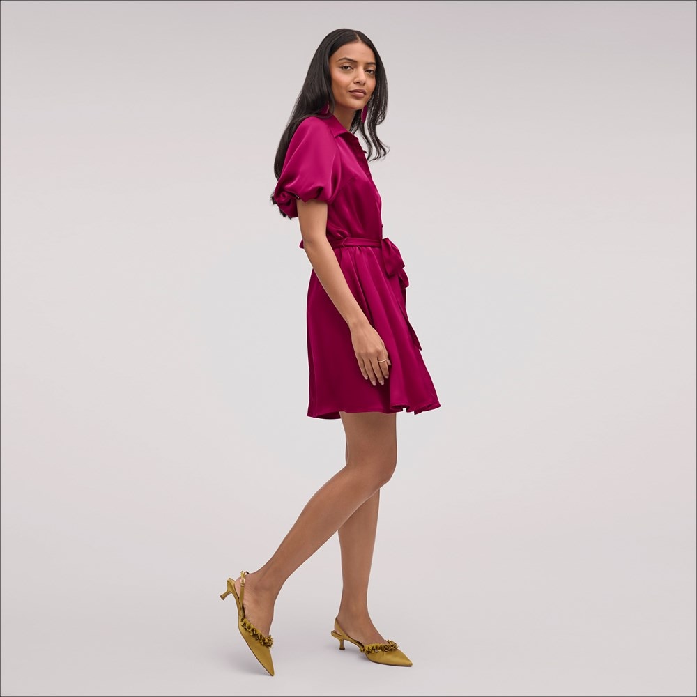 Fluid Satin Puff Sleeve Mini Dress - Right