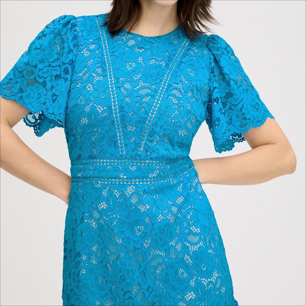 Laced Shirt Mini Dress Turquoise