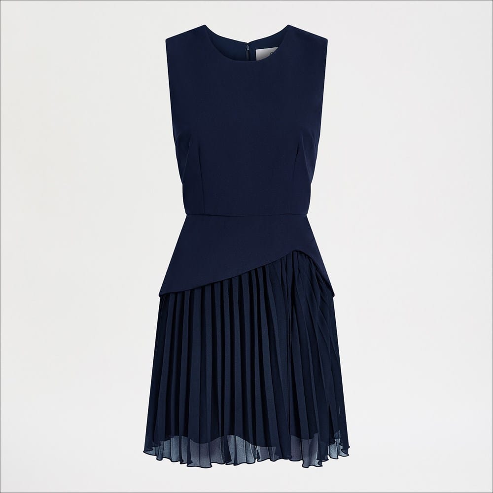 Sam Edelman Tailored Crepe with Pleat Skirt Mini Dress | Women's