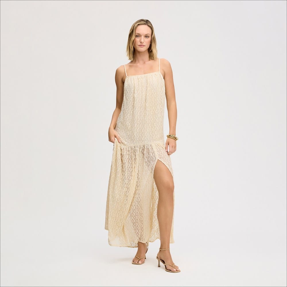drop waist beige dress Striped Wrap Drop Waist Dress main image 1