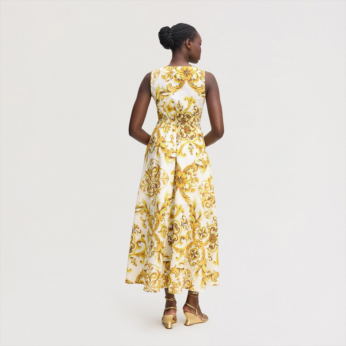 open lace back dress Ethelind Floral Pleated Maxi Dress
