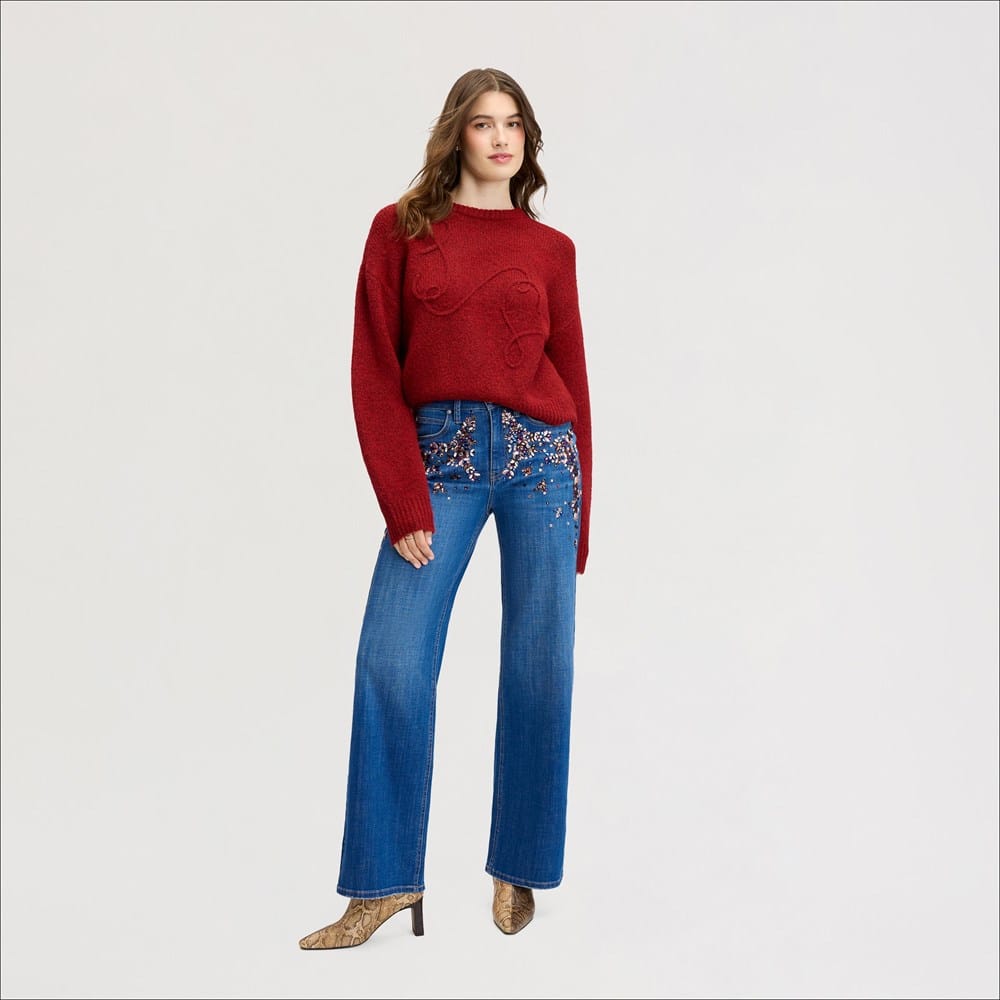 Embellished High Rise Wide Leg Appaloosa Wash